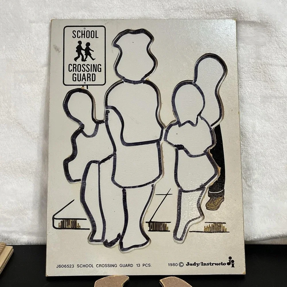 Vintage 1980 Judy Wooden Puzzle SCHOOL CROSSING GUARD #J606523 13pc Made in USA